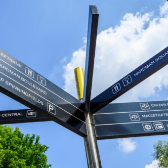An image of signposts towards the courts